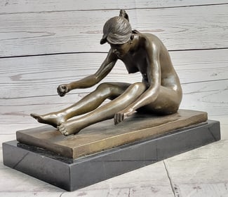Sitting Girl Bronze Figurine
