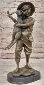 Young Farm Boy Bronze Sculpture