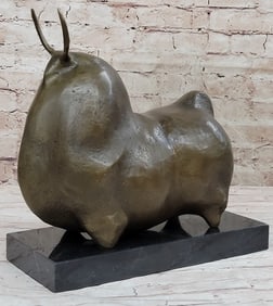 Dark Brown Patina Fighting Bull Bronze Sculpture
