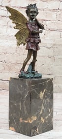 Angel Fairy Red Patins Bronze Statue