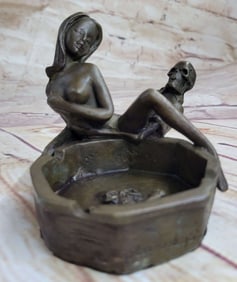 Nude Nymph With Skeleton Bronze Sculpture