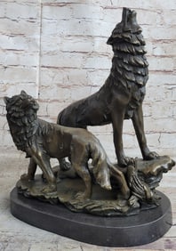 Howling Wolf Bronze Sculpture
