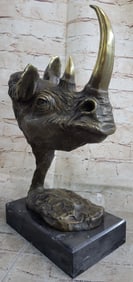 Rhino with Horn Bronze Sculpture