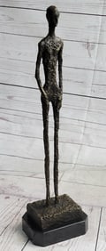 Standing Tall Man Stick Bronze Sculpture