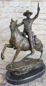 Cowboy Shooting Gun Bronze Sculpture