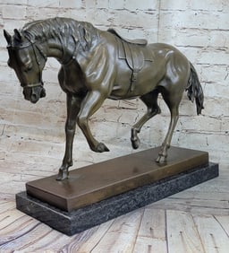 Horse Trots Stallion Bronze Sculpture