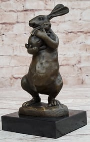 Bunny With Baby Bronze Statue