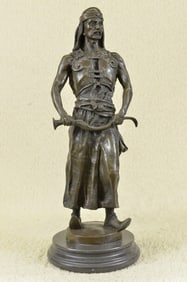 Arab Middle Eastern Chief Sword Bronze Sculpture