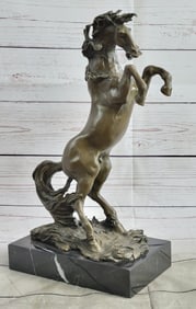 Horse Rears on his Legs Bronze Sculpture