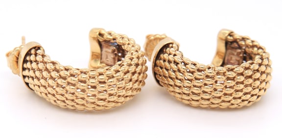 Majestic 18kt Yellow Gold Mesh Hoop Earrings