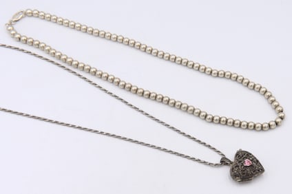 Lot of 2 Vintage 925 Sterling Silver Necklaces