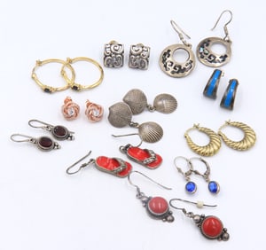 Group Lot of Vintage 925 Sterling Silver Earrings