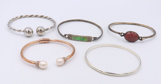 Group Lot of Vintage 925 Sterling Silver Bangles