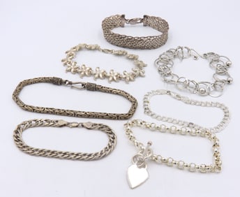 Group Lot of Vintage 925 Sterling Silver Bracelets