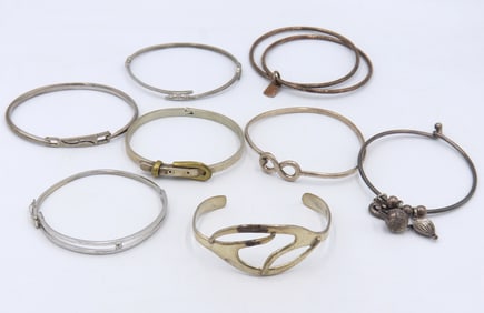 Group lot of vintage 925 sterling silver bangles