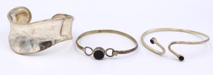Vintage 925 sterling silver lot of 3 cuff bangles