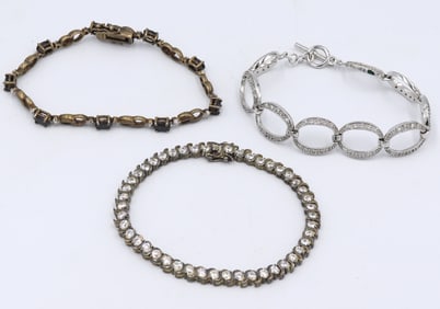Lot of3 vintage 925 sterling silver bracelets