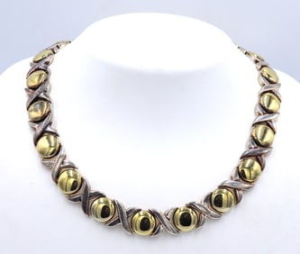 Italian Vintage 925 sterling silver XO link necklace