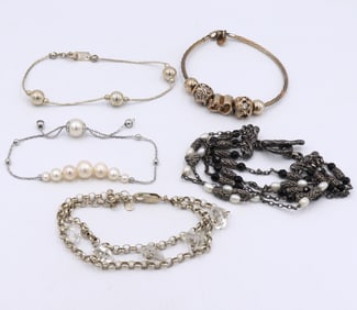 Group lot of vintage 925 sterling silver bracelets