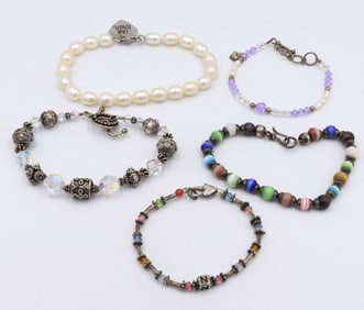 Group lot of vintage 925 sterling silver bracelets