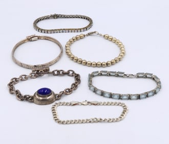 Vintage 925 sterling silver group lot of bracelets