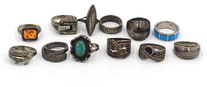 Group lot of Vintage 925 sterling silver rings