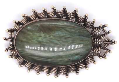 Large Vintage 925 sterling silver Abalone brooch