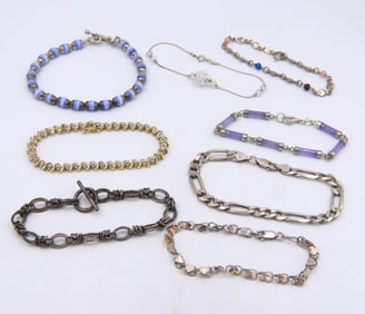 Group lot of vintage 925 sterling silver bracelets