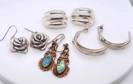 Group of 4 Sterling Silver Earrings