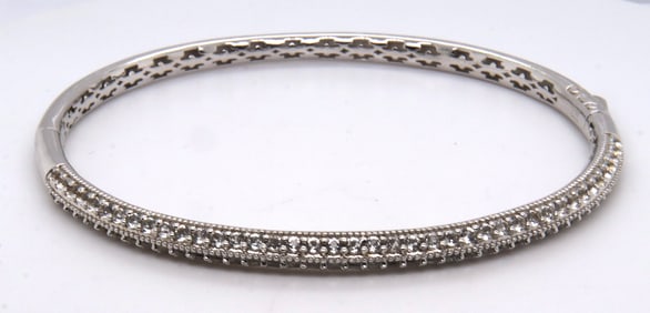 Vinatge Sterling Silver Cubic Zirconia Bangle