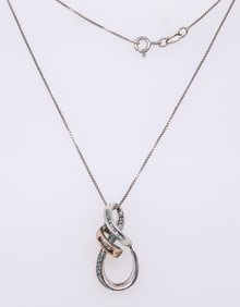 Sterling Silver Cubic Zirconia Pendant on Chain Necklace