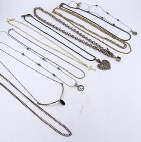 Group lot of vintage 925 sterling silver necklaces
