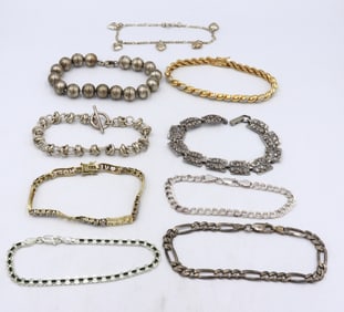 Group lot of vintage 925 sterling silver bracelets