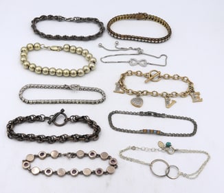 Group lot of vintage 925 sterling silver bracelets