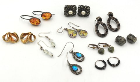 Group lot of vintage 925 sterling silver earrings