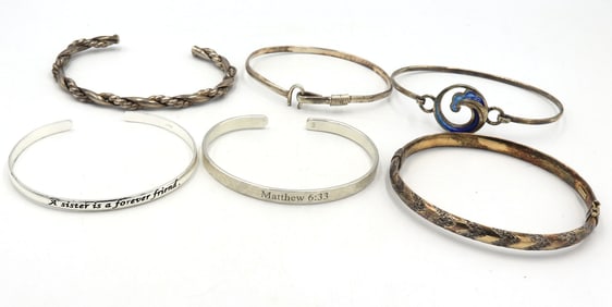 Group lot of vintage 925 sterling silver bangles