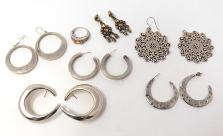 Group Lot of sterling silver Earrings and Ring