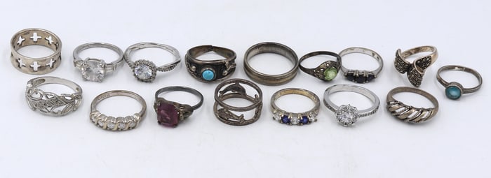 Group lot of Vintage 925 sterling silver rings