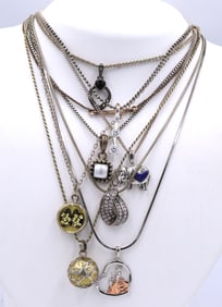 Group lot of Vintage 925 sterling silver necklaces