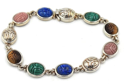 Vintage 925 sterling silver colorful gemstone bracelet