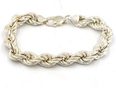 Italian 925 sterling silver wide rope bracelet