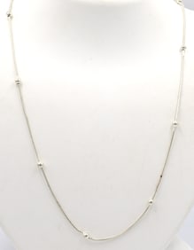 Italian 925 sterling silver beaded chain necklace