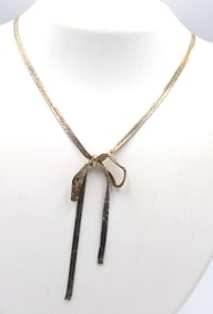 Vintage 925 sterling silver box pendant on herringbone chain necklace