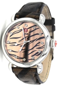 Michele CSX Tiger 36 quartz with diamond markers watch