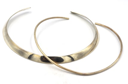 Lot of 2 Vintage 925 sterling silver cuff collar