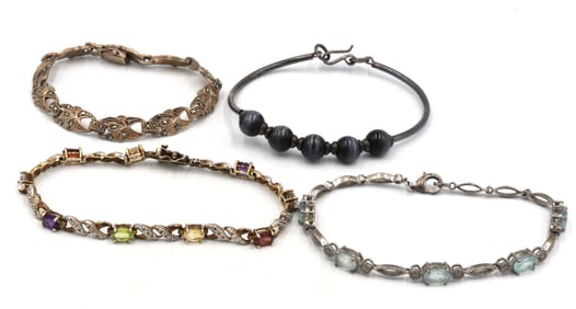 Vintage 925 sterling silver group lot of 4 bracelets