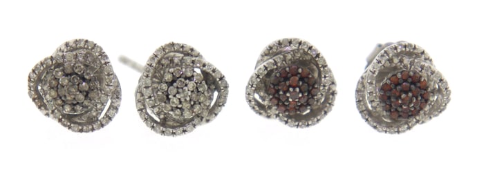 Lot of 2 Cubic Zirconia Sterling Silver Earrings