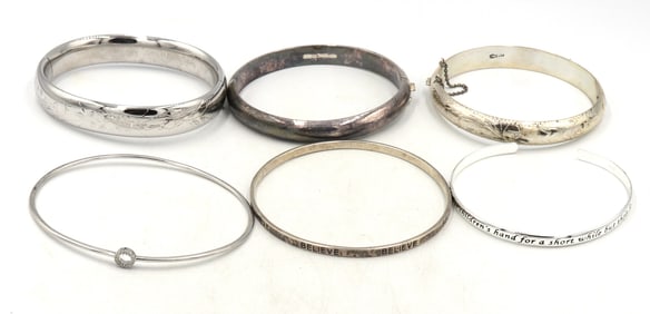 Group lot of Vintage 925 sterling silver bangles