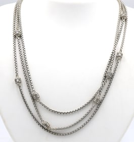 Judith Ripka 925 sterling silver crystal 3 row necklace
