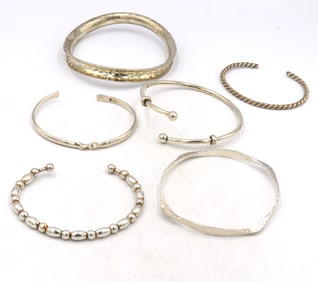 Vintage 925 sterling silver group lot of cuff bangles
